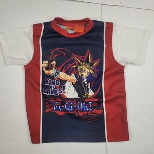 Vintage Yu-Gi-Oh! King of Games Graphic T-Shirt Kids Size 5 Cartoon Anime stains